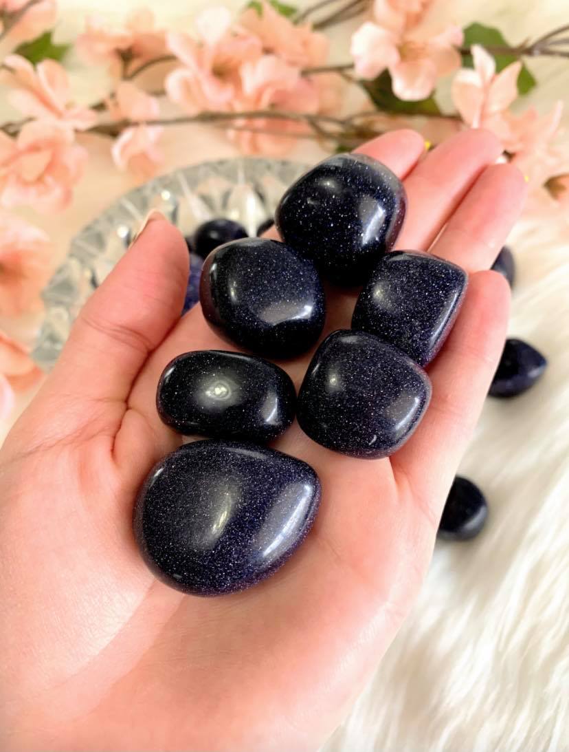 Blue Goldstone Tumbled Stones