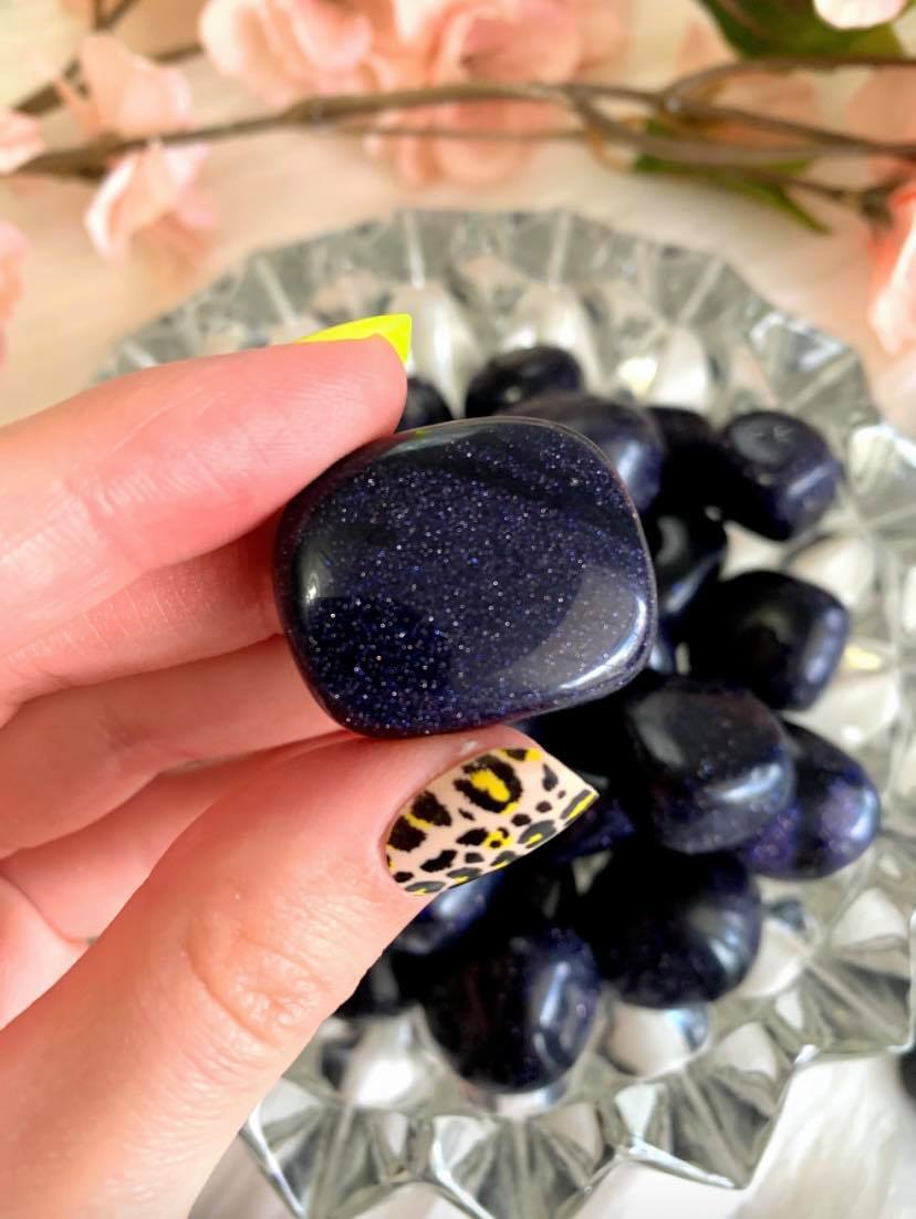 Blue Goldstone Tumbled Stones