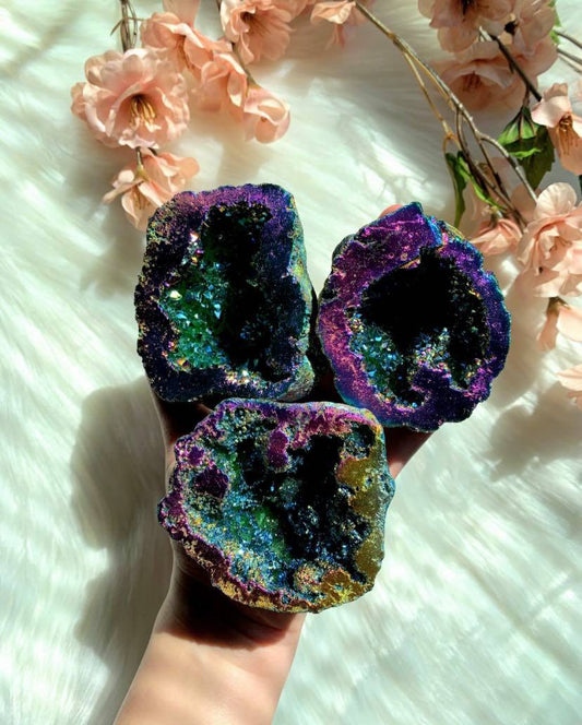 Rainbow Coated Agate Geode