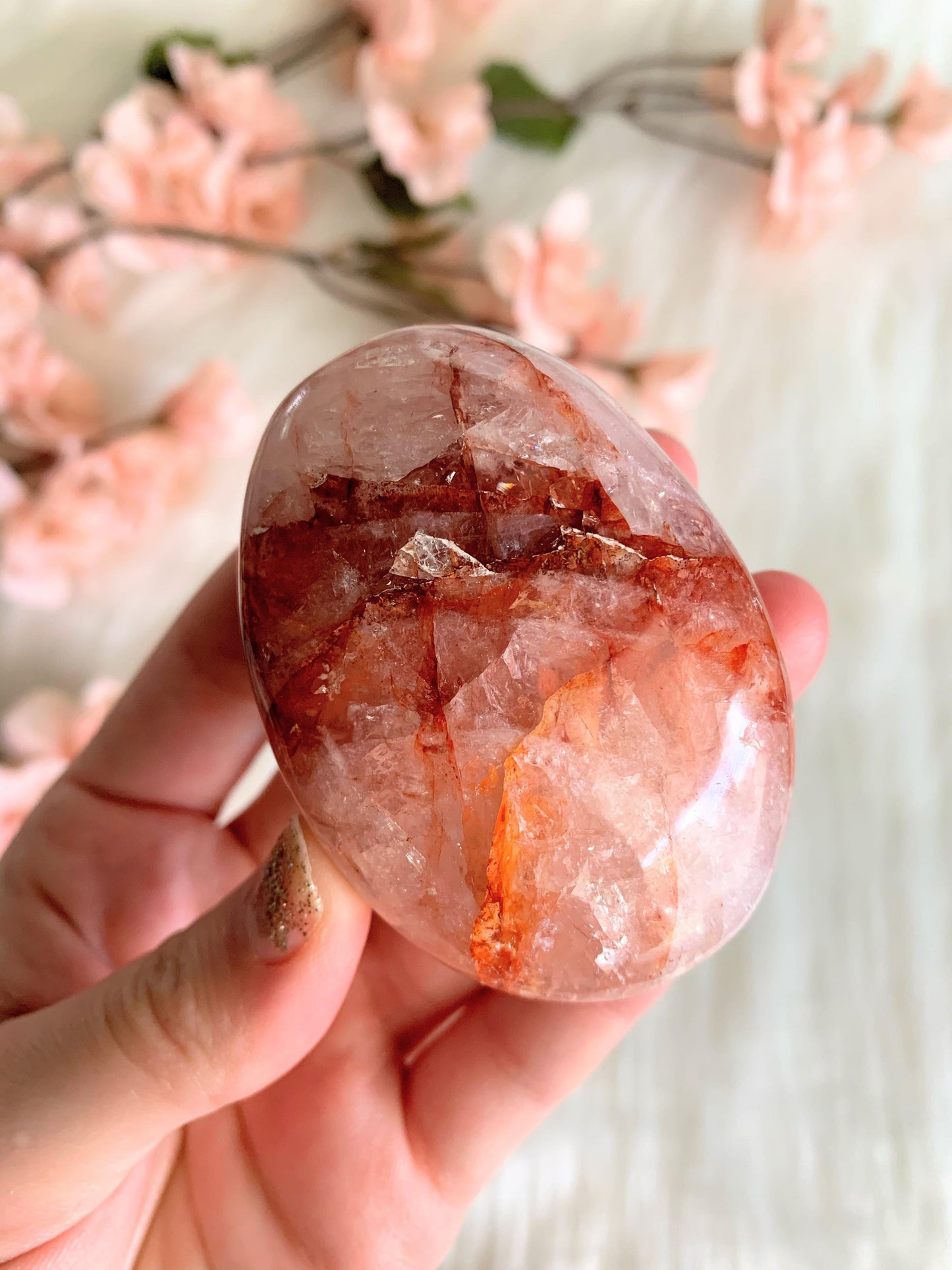 Fire Quartz Palm Stone