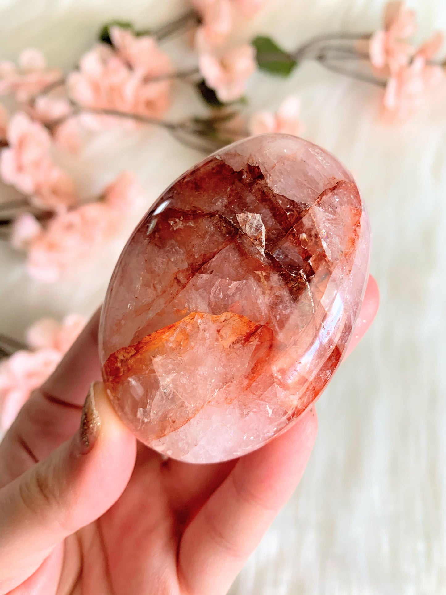 Fire Quartz Palm Stone