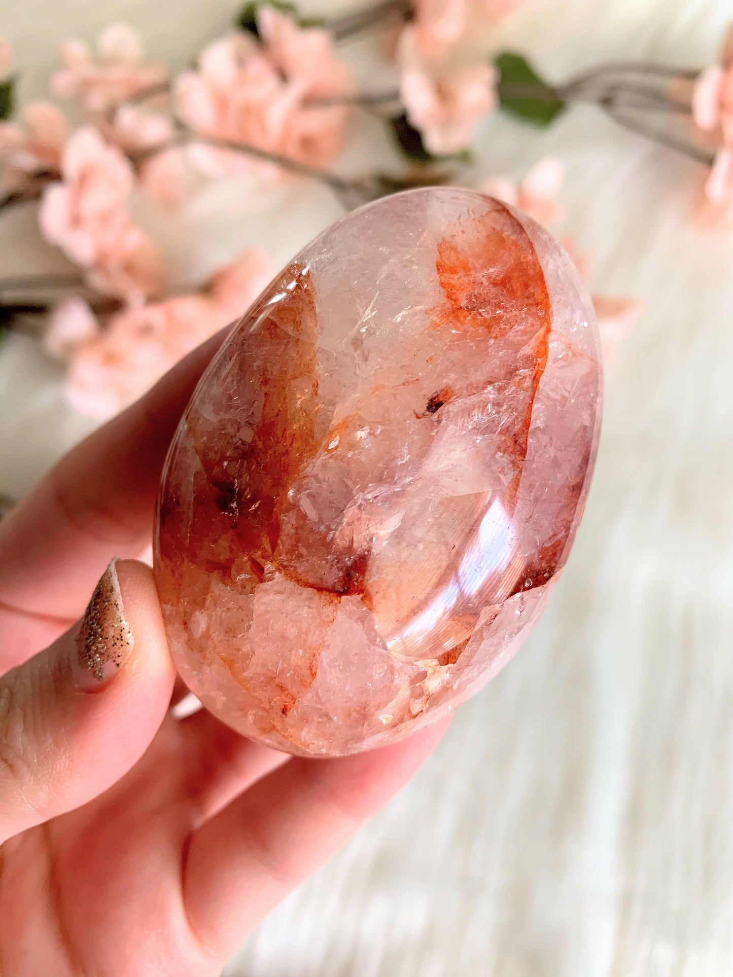 Fire Quartz Palm Stone