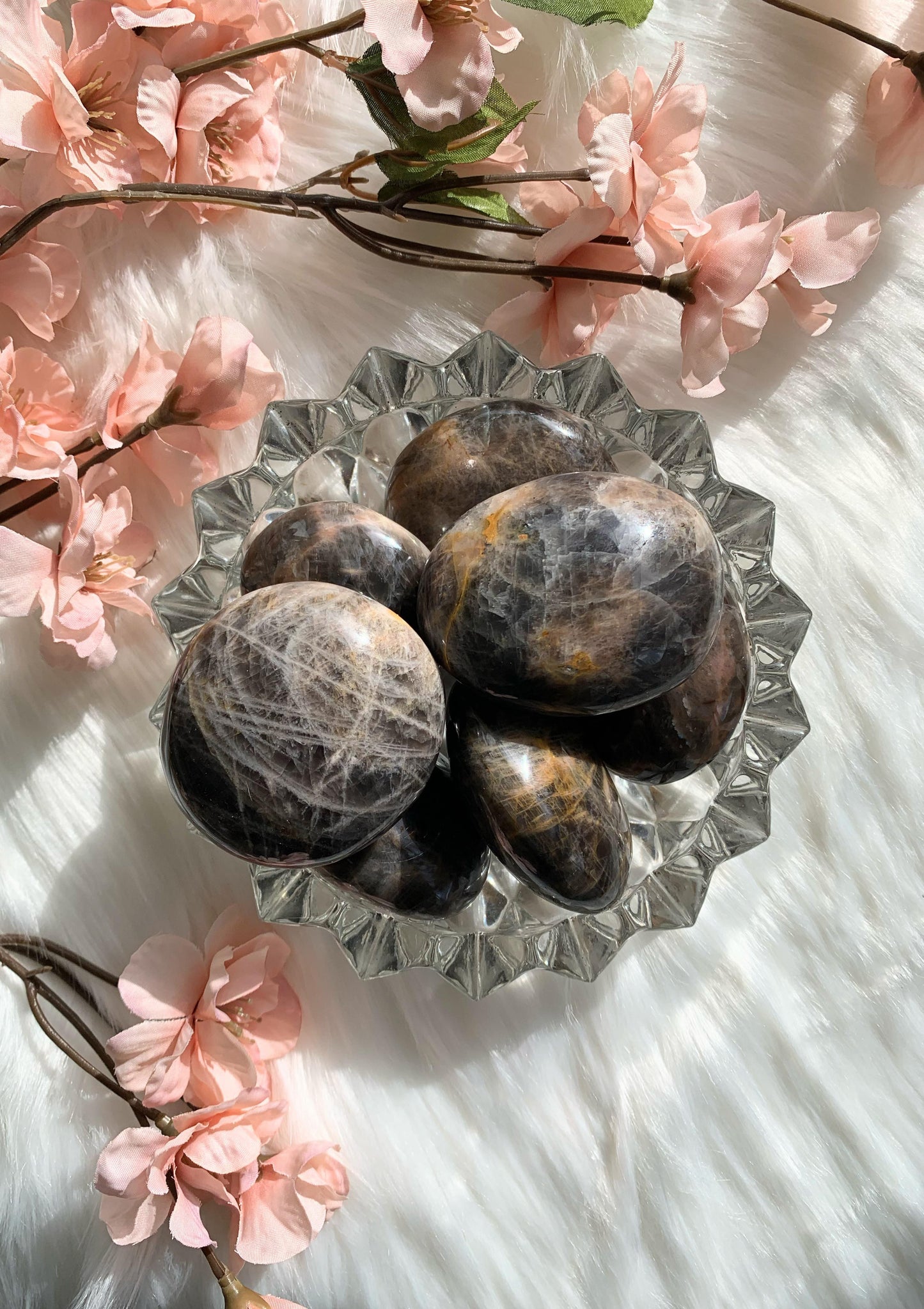 Black Moonstone Palm Stone