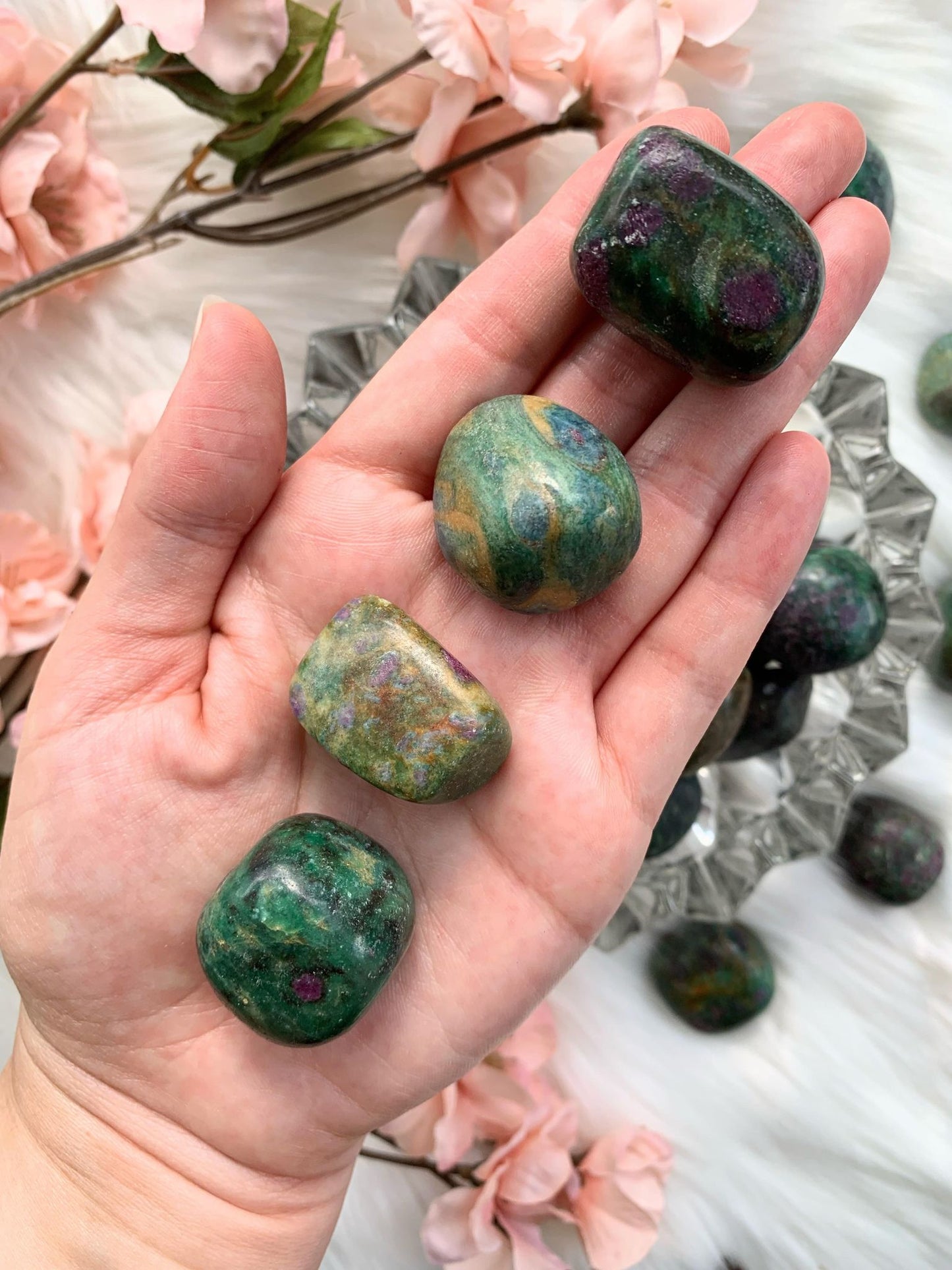 Ruby in Zoisite Tumbled Stone