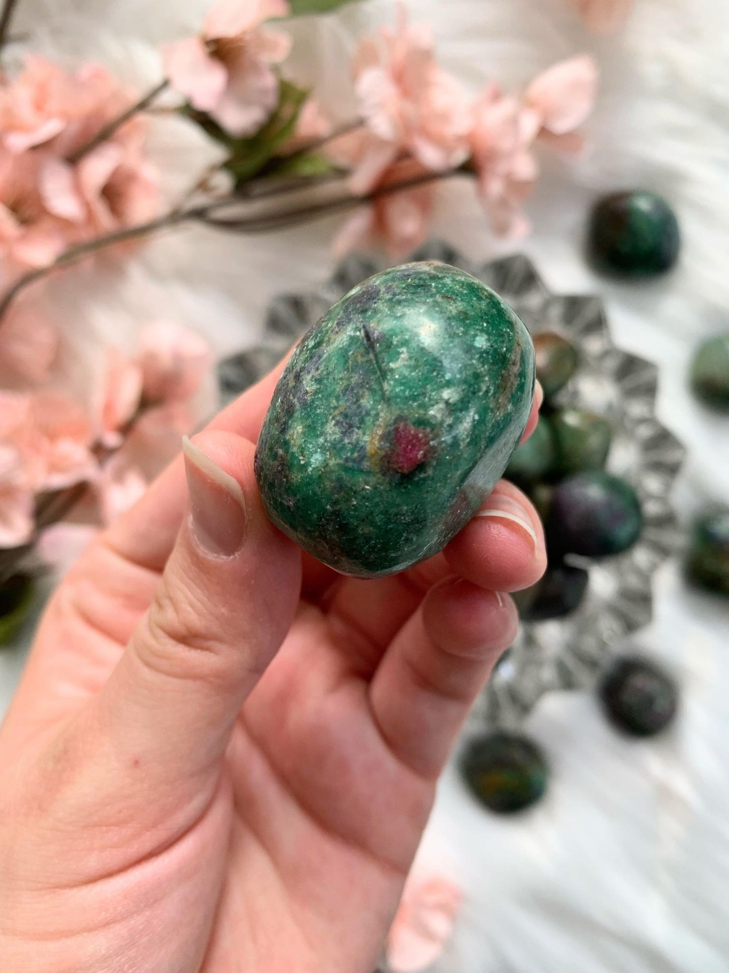 Ruby in Zoisite Tumbled Stone