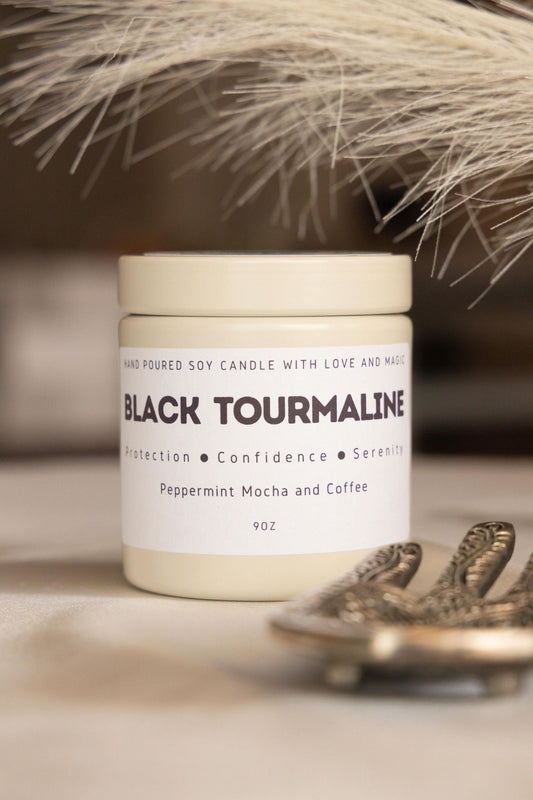 Black Tourmaline 9Oz Crystal Candle