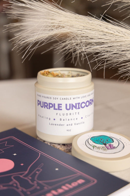 Purple Unicorn 9Oz Crystal Candle