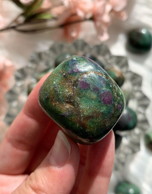 Ruby in Zoisite Tumbled Stone